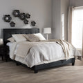 Charcoal Grey Grid-tufted Upholstered Panel Bed Queen S680504