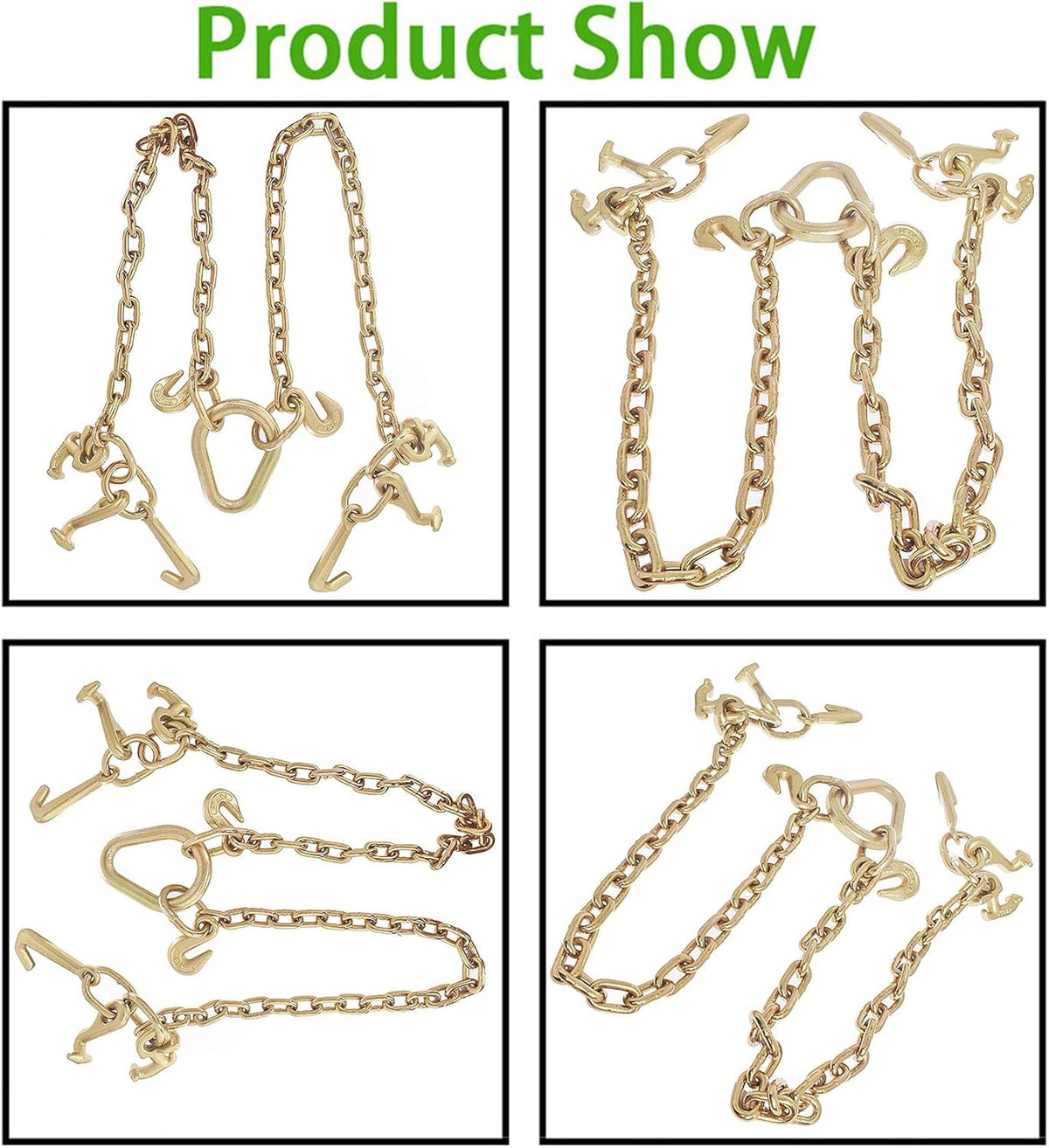 36,4700 LBS Chain V Bridle with RJT Hook Tow Truck Winch Cable Pull Wrecker Recovery Grab Pack of 2 L47215