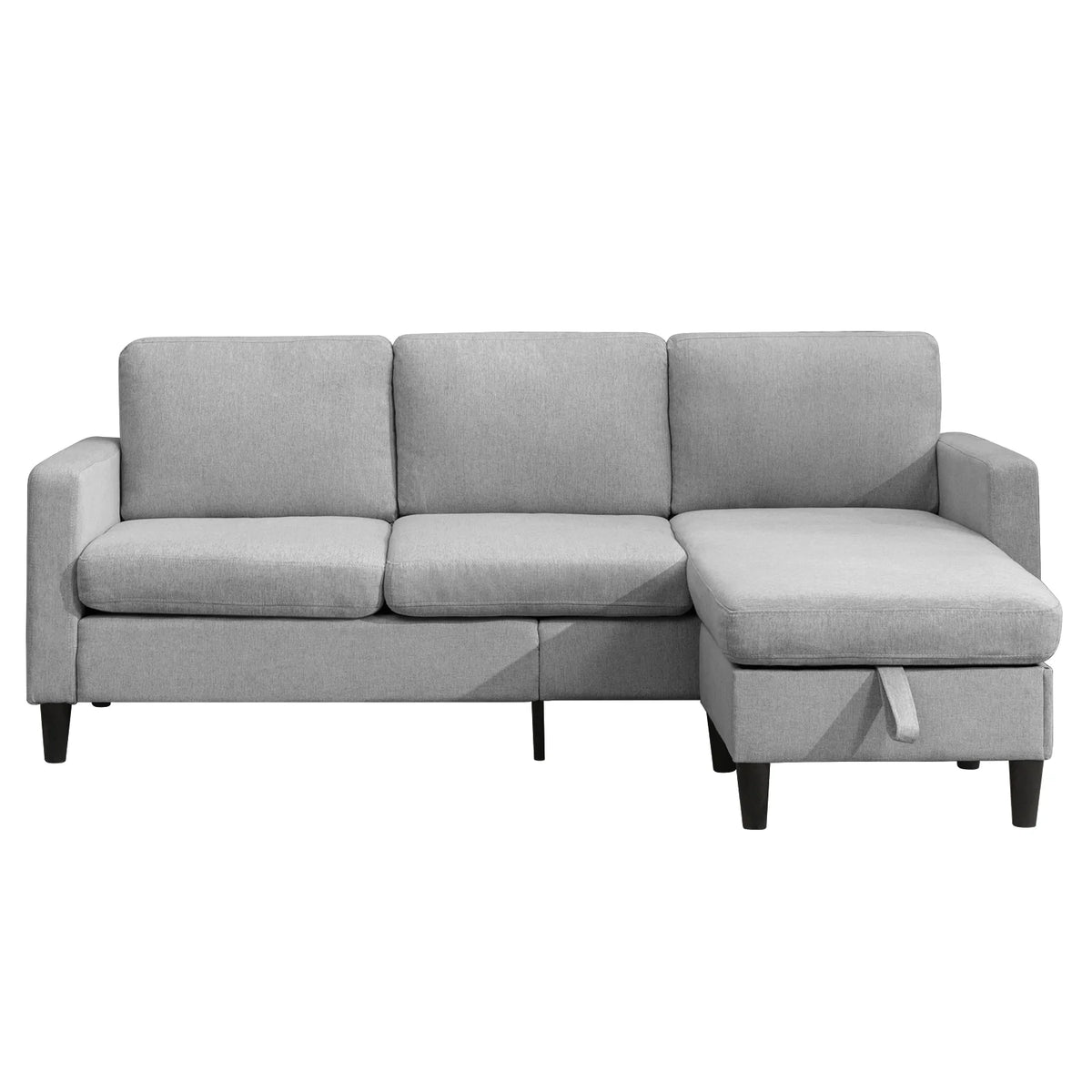 Modern Dark Grey Sectional Sofa with Storage Ottoman Y697