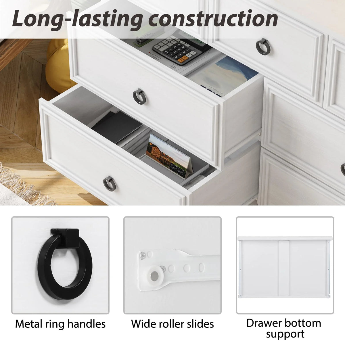 Gray 7 Drawer Wood Dresser Q75288