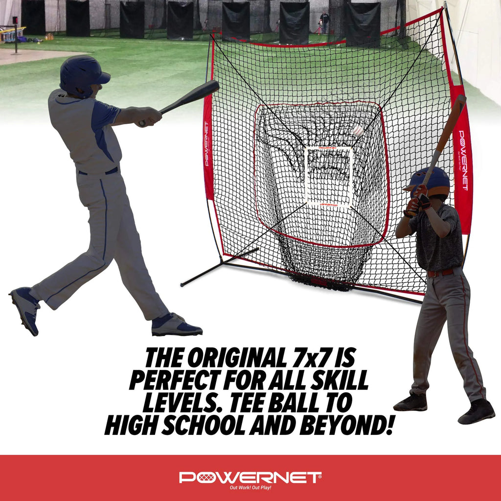 7x7 Baseball Softball Hitting Net with Weighted Heavy Ball and Carry Bag S14147