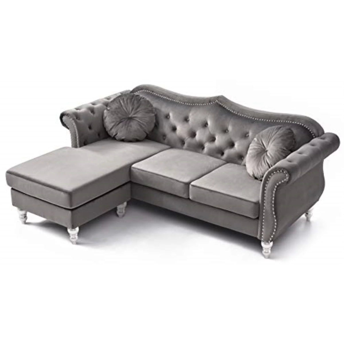 Dark Gray Velvet Sofa Chaise G427