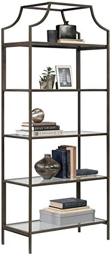 2 Piece 5 Shelf Metal Bookcase Set in Bronze B948076