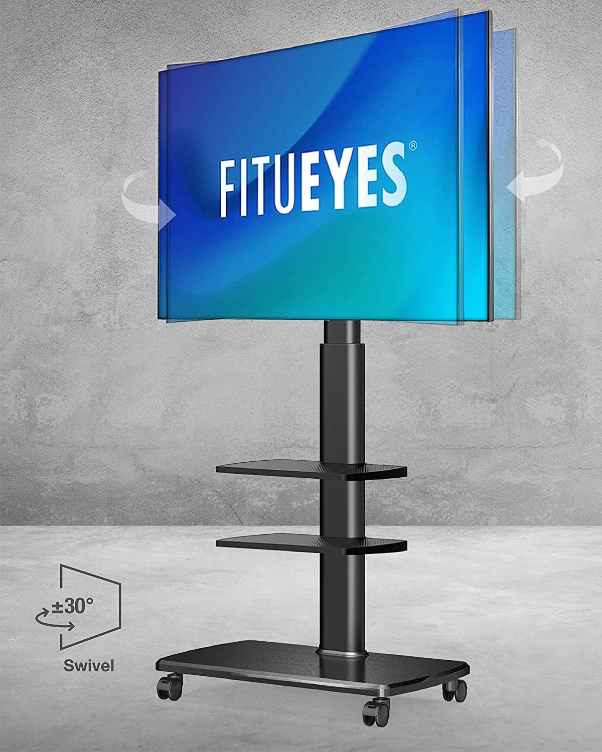 Rolling TV Stand on Wheels for 32 to 65 Inch Flat Screen TV, Black F669956