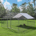Large Metal Chicken Coop with Waterproof & Anti-UV Cover, Galvanized Steel (9.8' x 13.1' x 6.5') C136