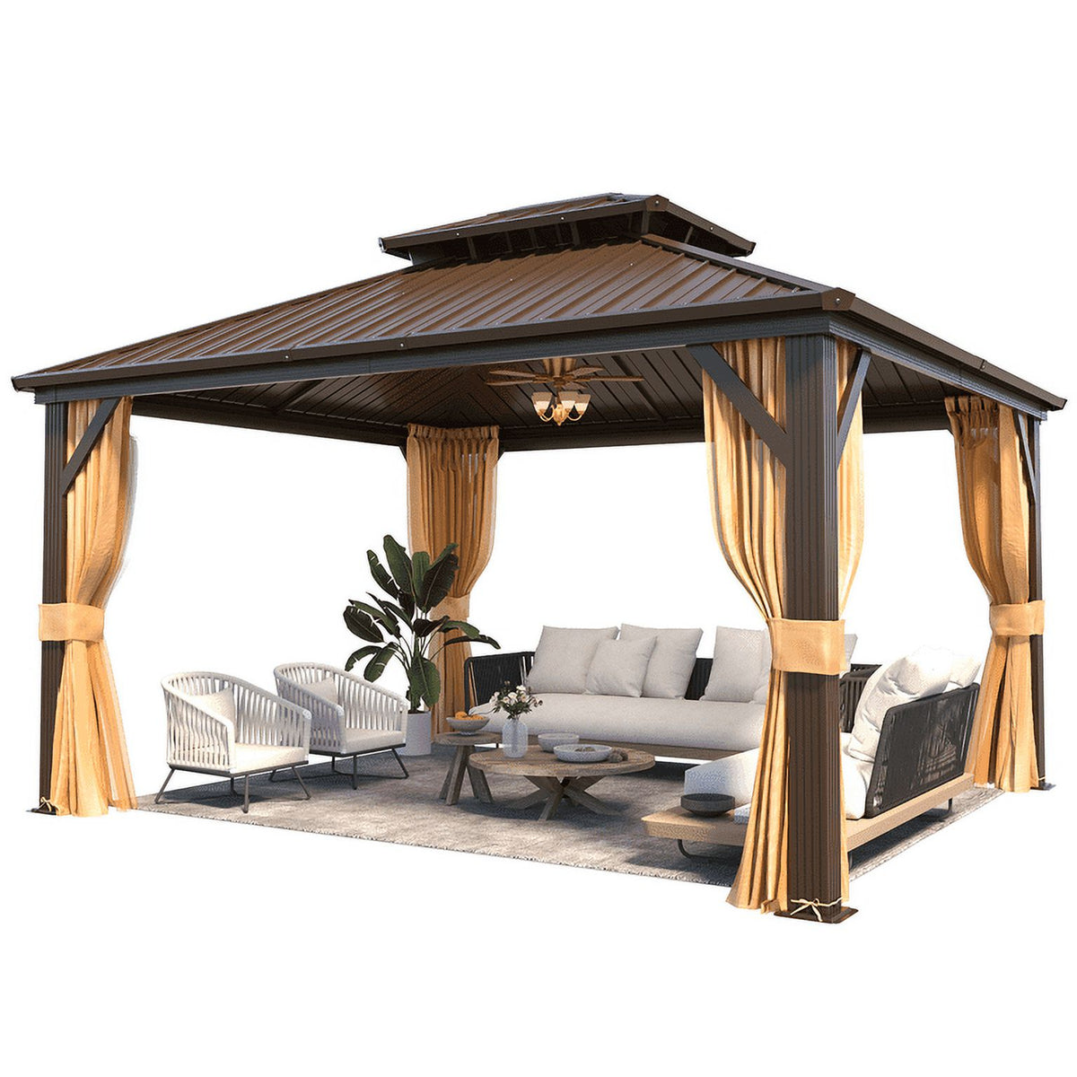12'x14' Hardtop Gazebo with Galvanized Steel Double Roof & Aluminum Frame R29237