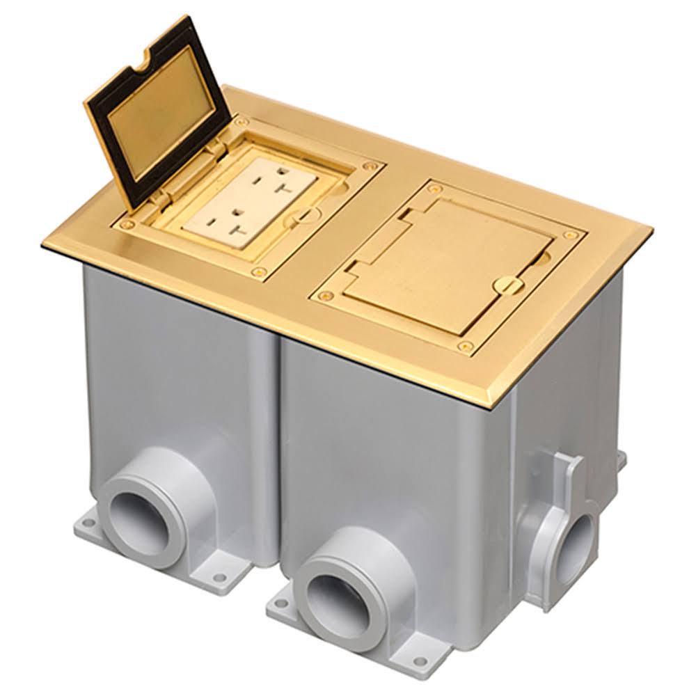 Brass Two Gang Floor Box G11104