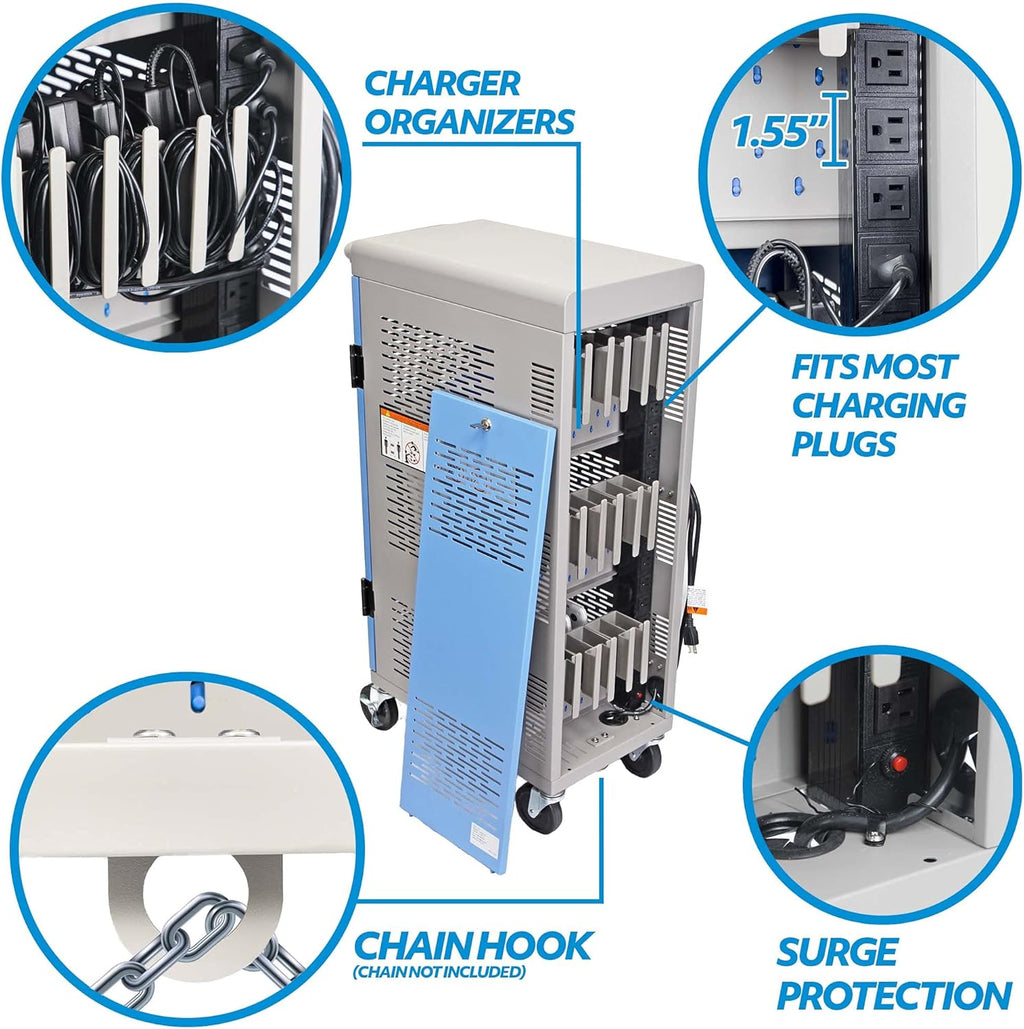 Locking Laptop Charging Cart for 18 Devices T876