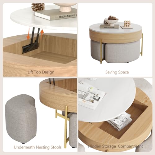 3 in 1 Lift Top Nesting Coffee Table with Storage H76563