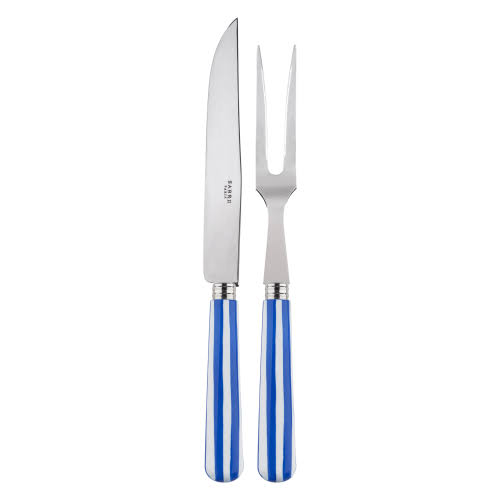 Sabre White Stripe Lapis Blue Carving Set A797