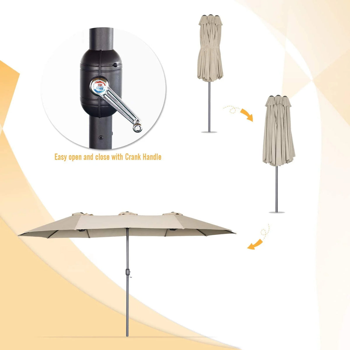 15 Ft Double Sided Patio Umbrella Z69707