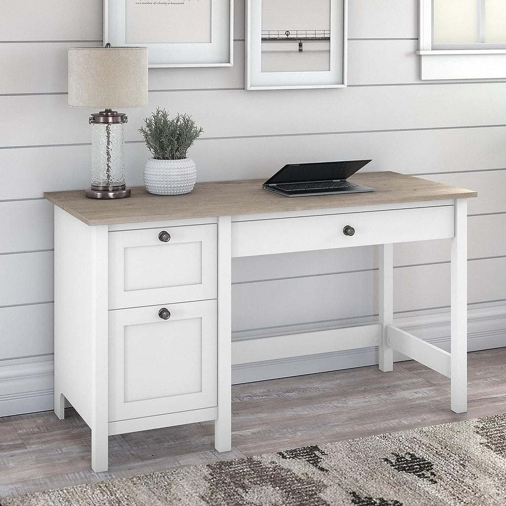 Computer Desk with Drawers and Storage, 54W, Gray/White N797