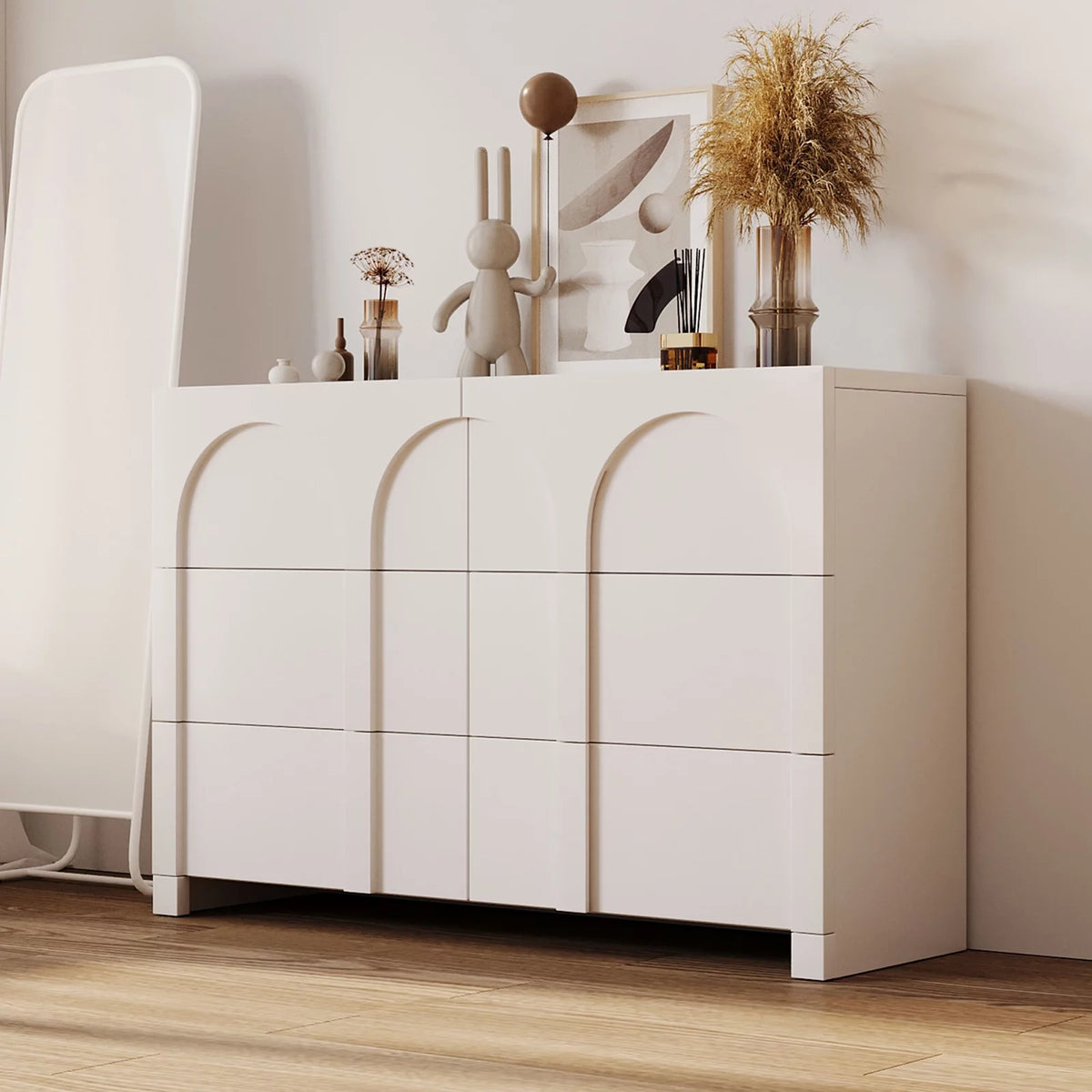 Half Gloss White 6 Drawer Dresser P6673
