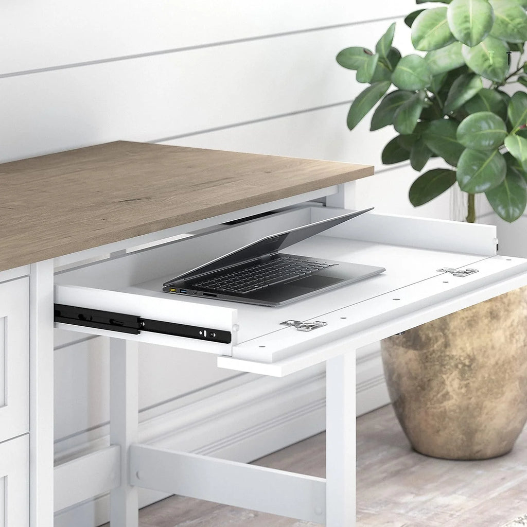 Computer Desk with Drawers and Storage, 54W, Gray/White N797