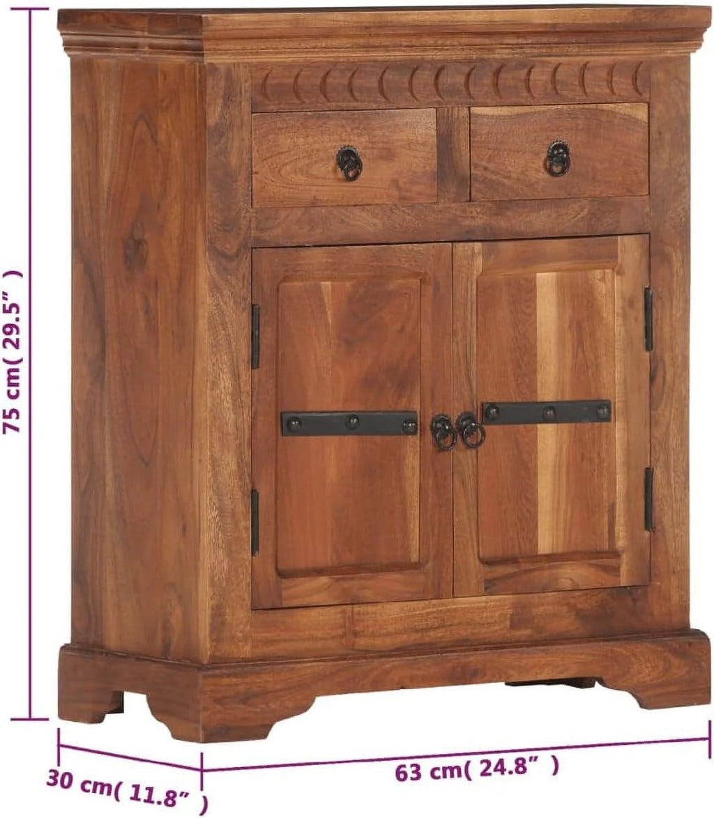 Solid Acacia Wood Sideboard Cabinet with 2 Drawers and 2 Doors H584