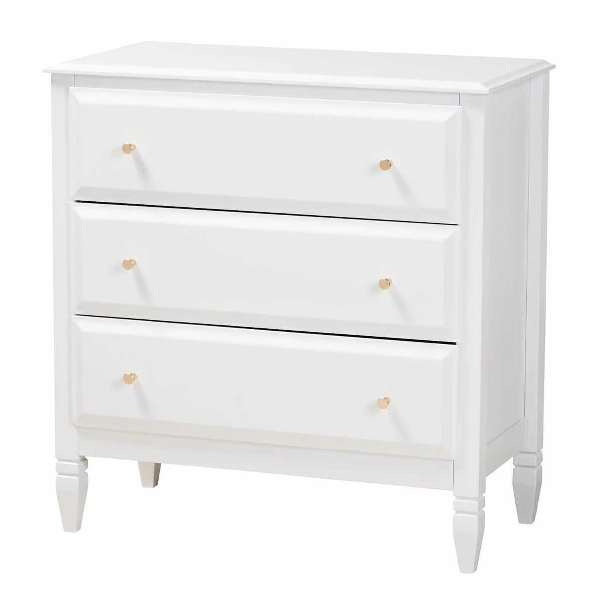 White Wood Twin Size 3-Piece Bedroom Set S224
