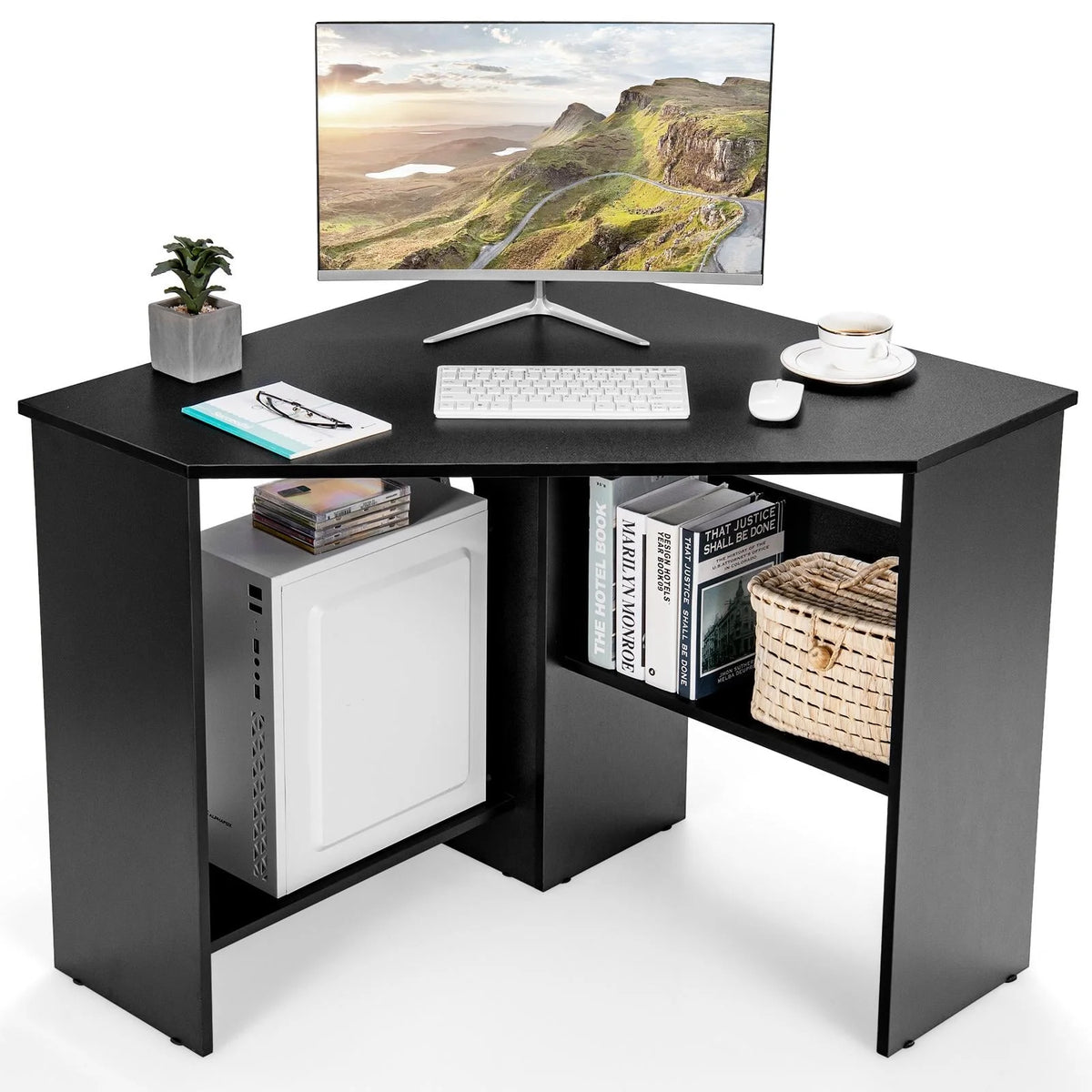 Black Corner Computer Desk L475