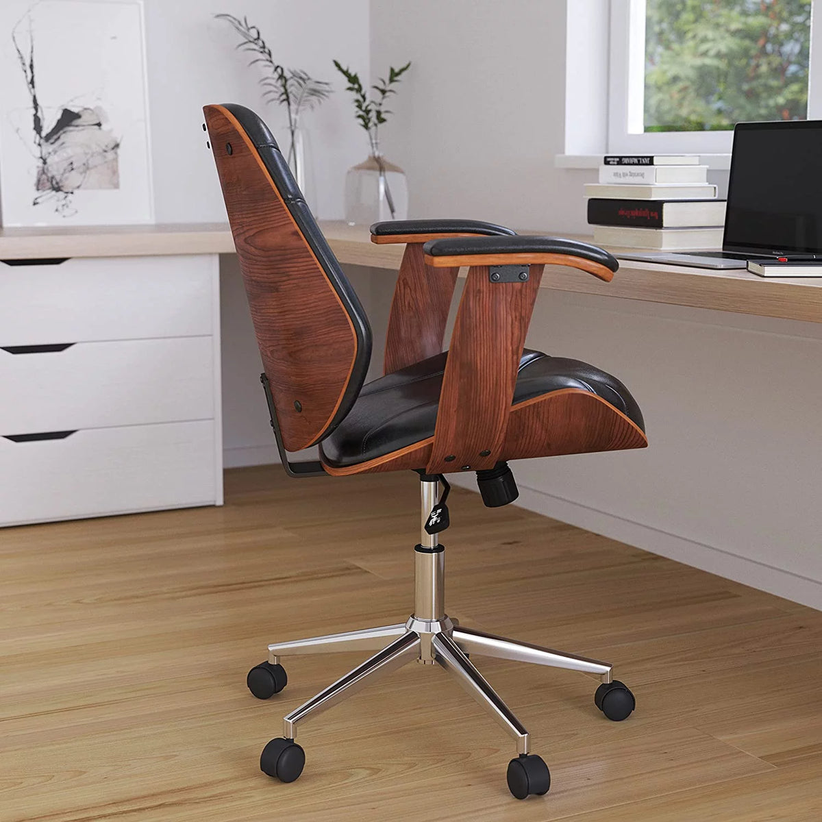 Black Faux Leather Ergonomic Office Chair H4275
