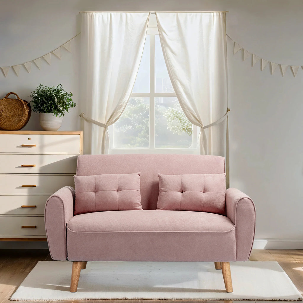Dark Grey Fabric Upholstered 2-Seat Sofa Q27689