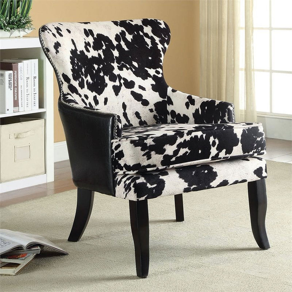 Contemporary Leather Accent Chair in Black/White I235454
