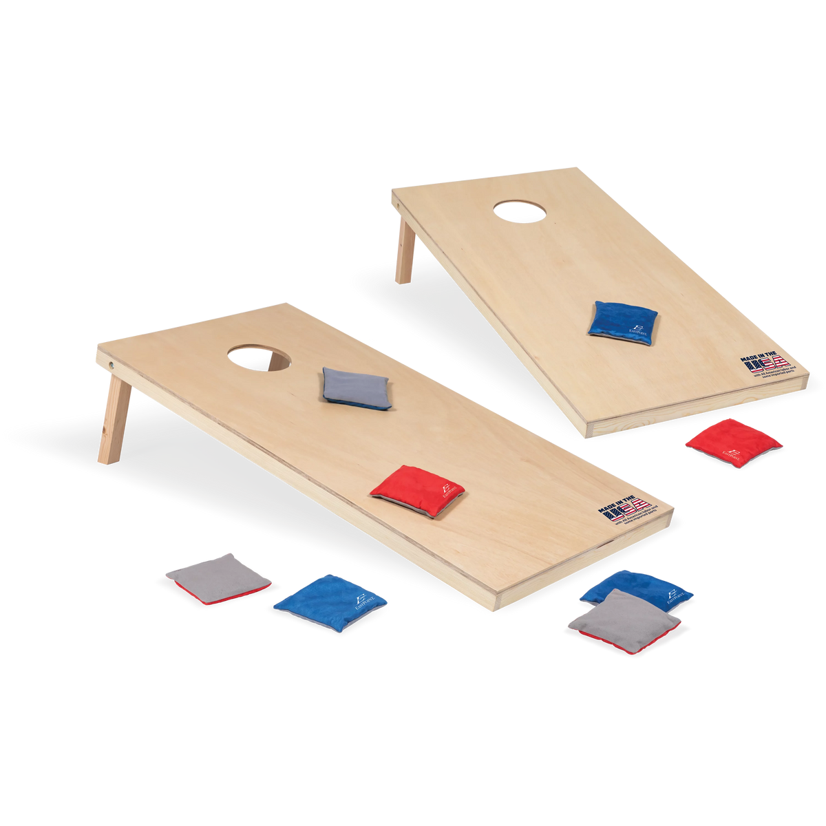 2' x 4' Natural Wood Cornhole Boards Bean Bag Toss Set with 8 Bean Bags G416486