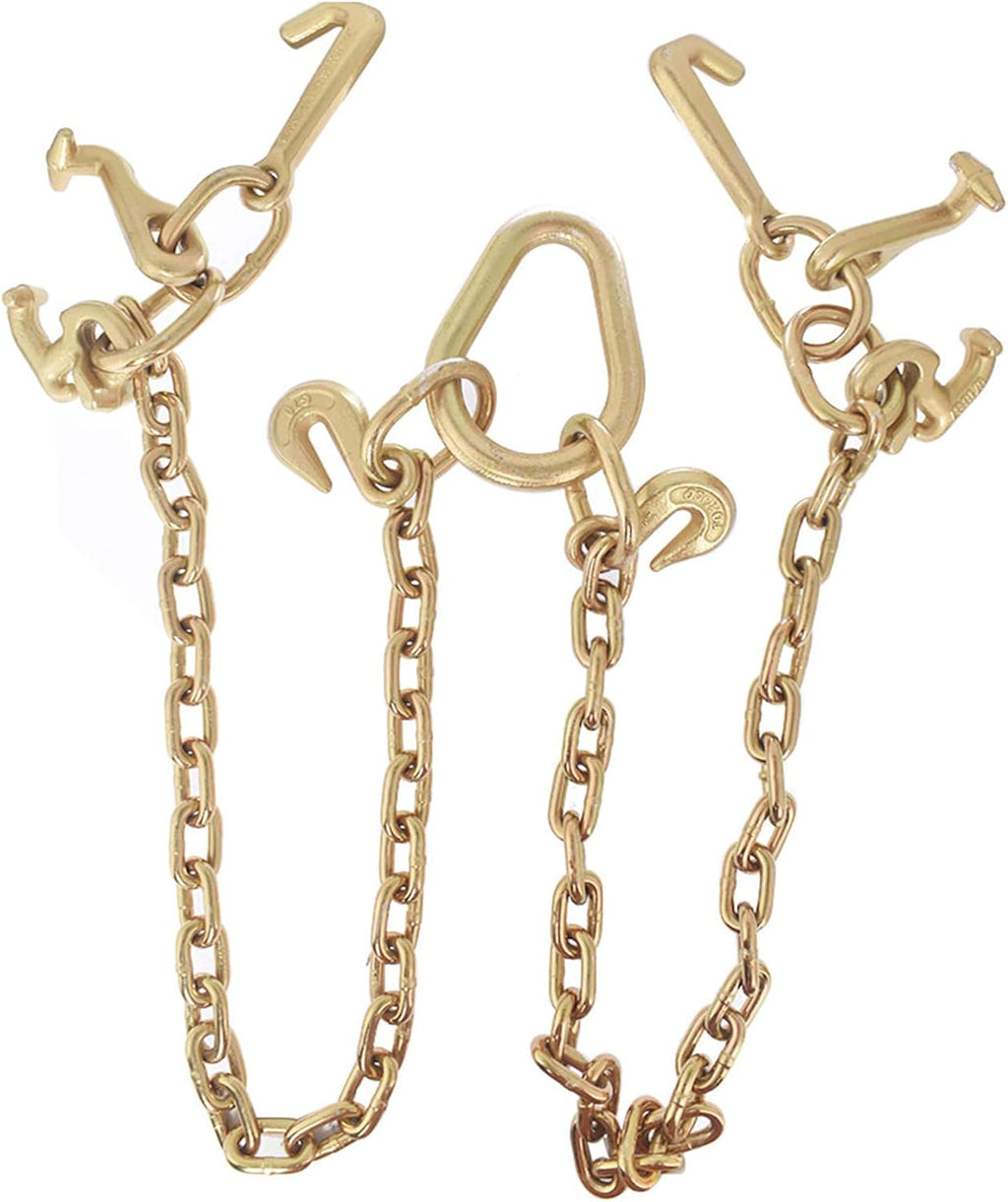 36,4700 LBS Chain V Bridle with RJT Hook Tow Truck Winch Cable Pull Wrecker Recovery Grab Pack of 2 L47215