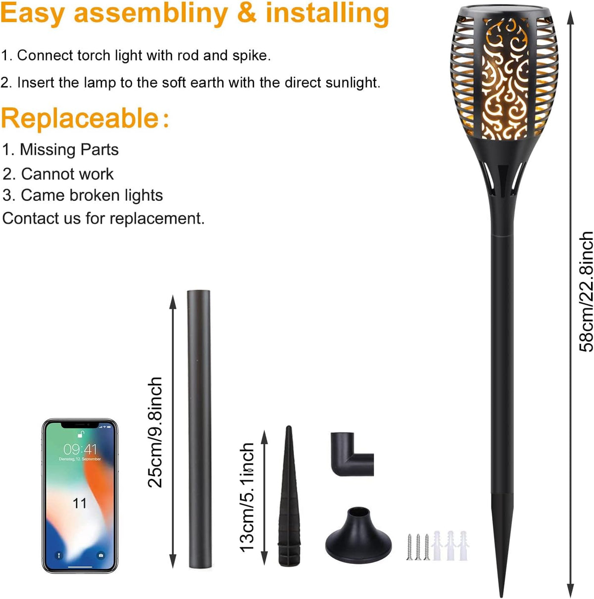8 Pack Solar Flame Torch Lights S81779