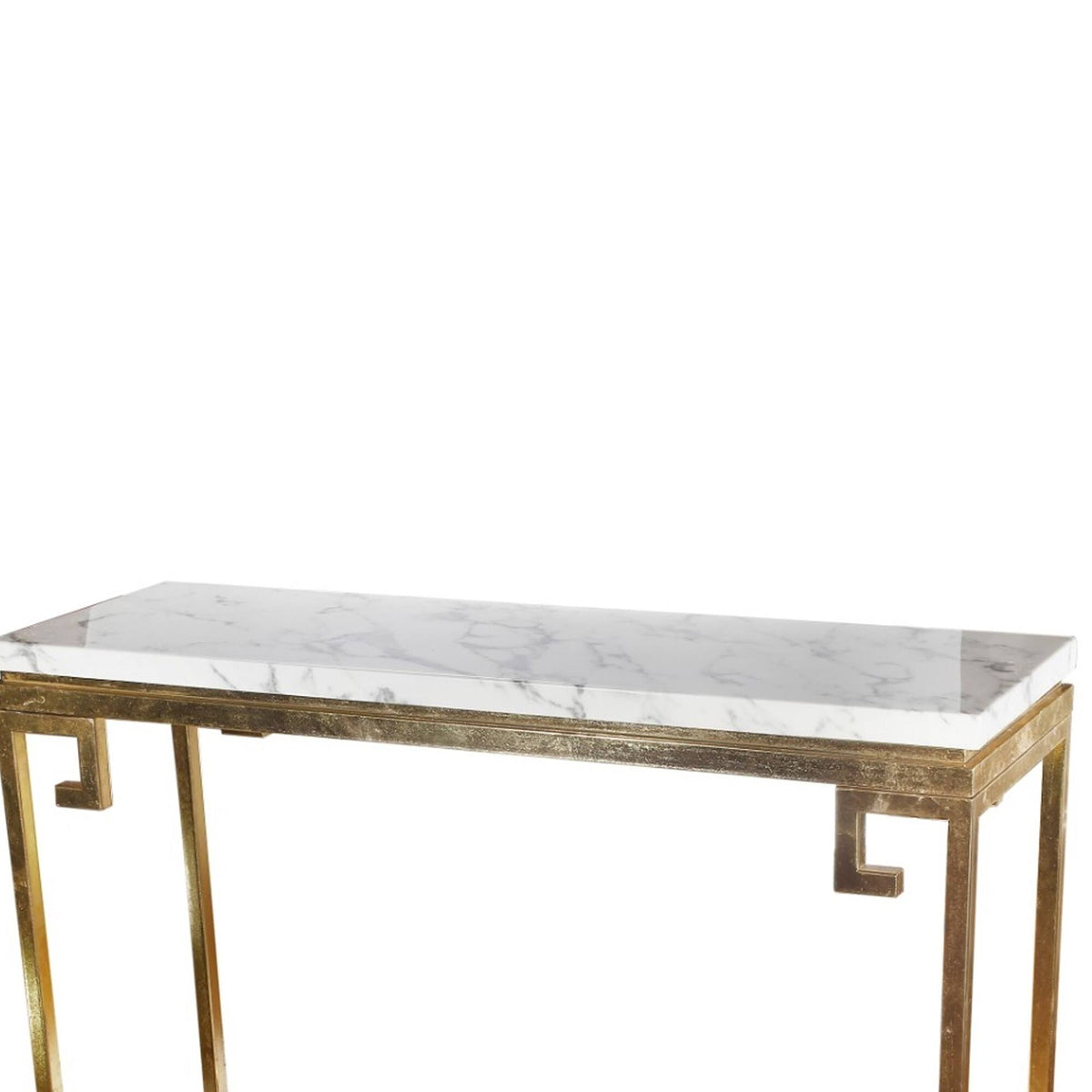 Modern Iron Console with Stone Top Gold White M880