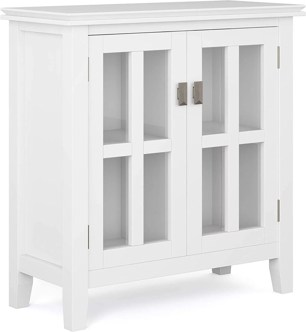 White 30 inch Low Storage Cabinet with 2 Tempered Glass Doors X26925