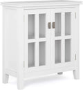 White 30 inch Low Storage Cabinet with 2 Tempered Glass Doors X26925