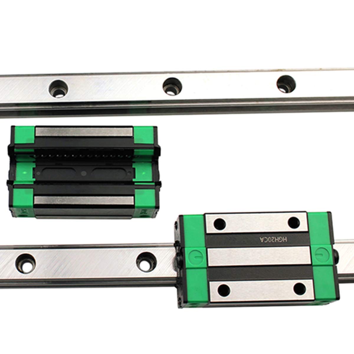 2Pcs HGR20-1200mm Linear Slide Guideway Rail + 4Pcs HGH20A Bearing Blocks Square Type Carriage for 20mm Linear Rail Set I545