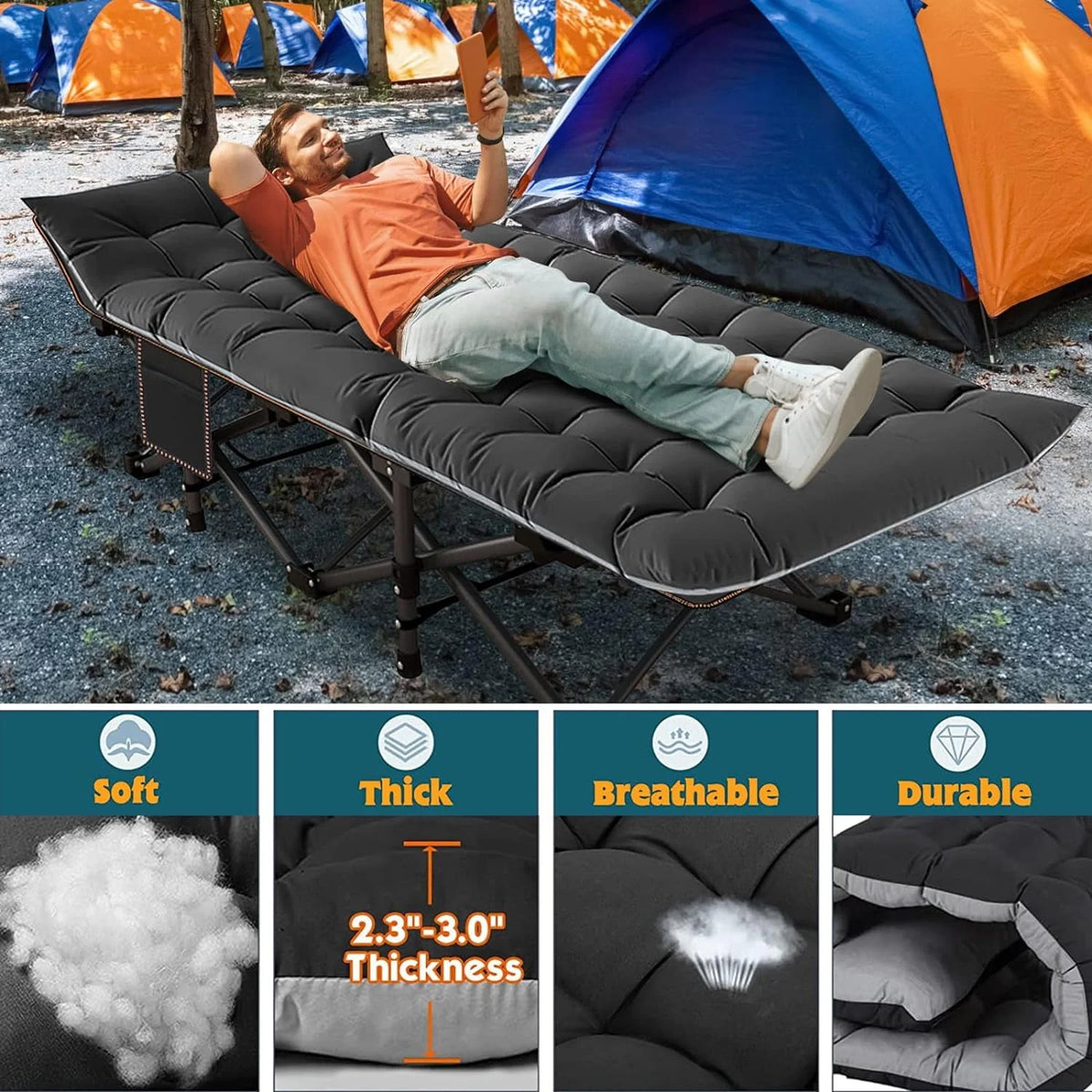 Folding Camping Cot 2 Pack with Carry Bag W764