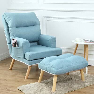 Blue Polyester Blend Folding Sofa Bed with Ottoman L89564