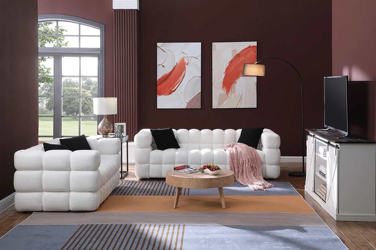 White 3+2 Sofa Set D57392
