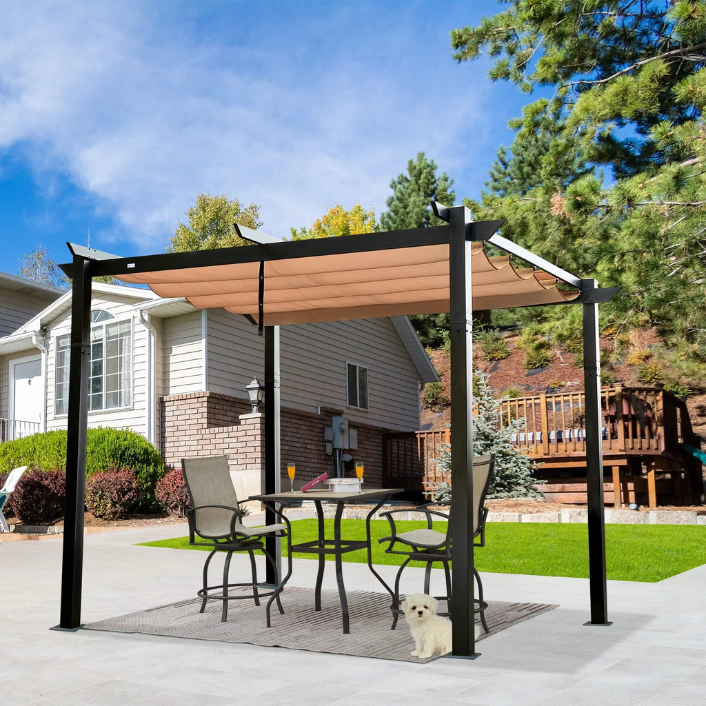 Retractable Pergola with Weather-Resistant Aluminum Canopy W7149