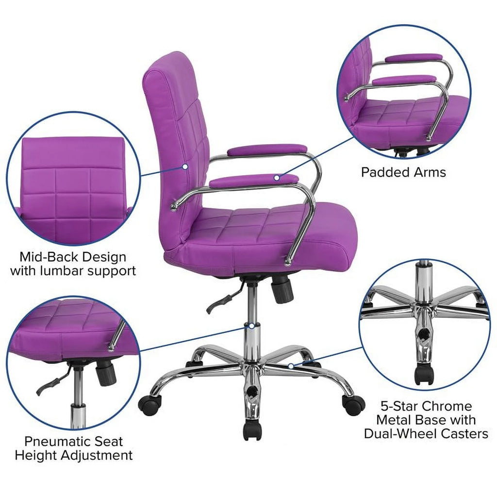 Purple Faux Leather Swivel Office Chair B384726