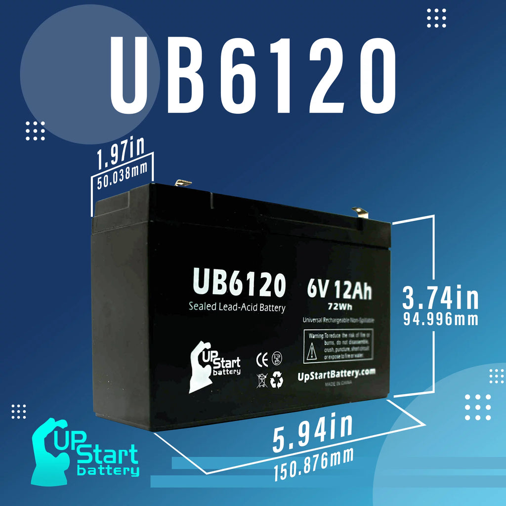 6V 12Ah Sealed Lead Acid Battery with F1 to F2 Terminal Adapters I5369
