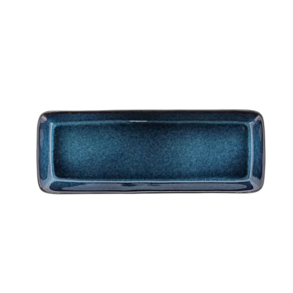 Stoneware Dish 14x38cm Black, Dark Blue E501