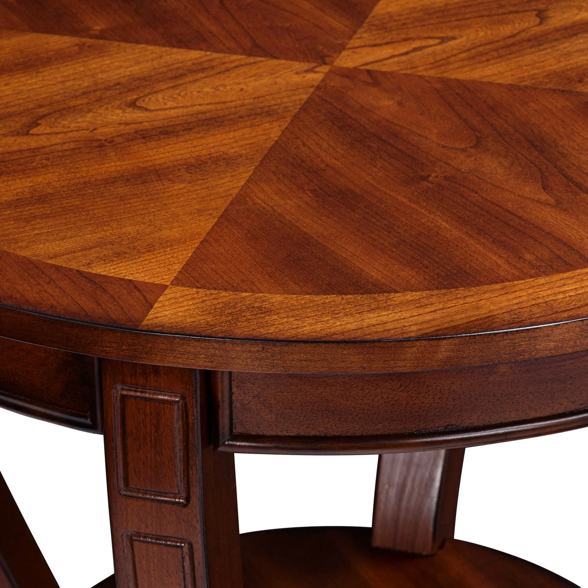 Vintage Cherry Wood Round Side Table with Lower Shelf N62122