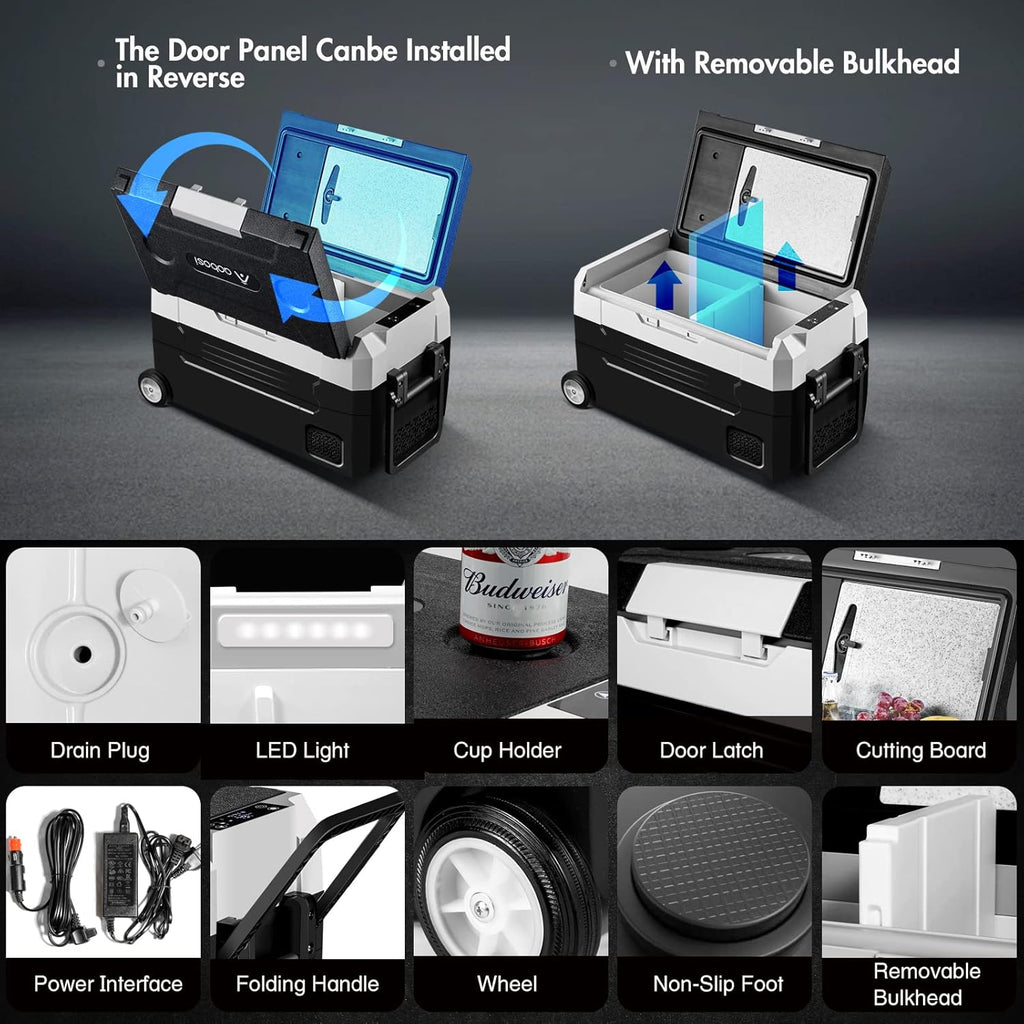 Portable Car Refrigerator 37 Quart Dual Zone Compressor Cooler T533556