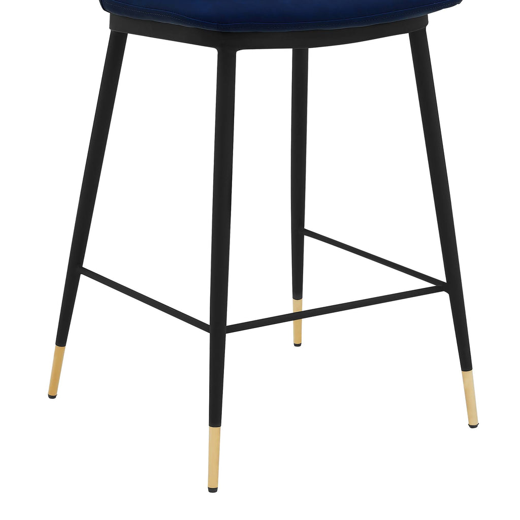 Blue Faux Leather Metal Counter Height Bar Stool C404