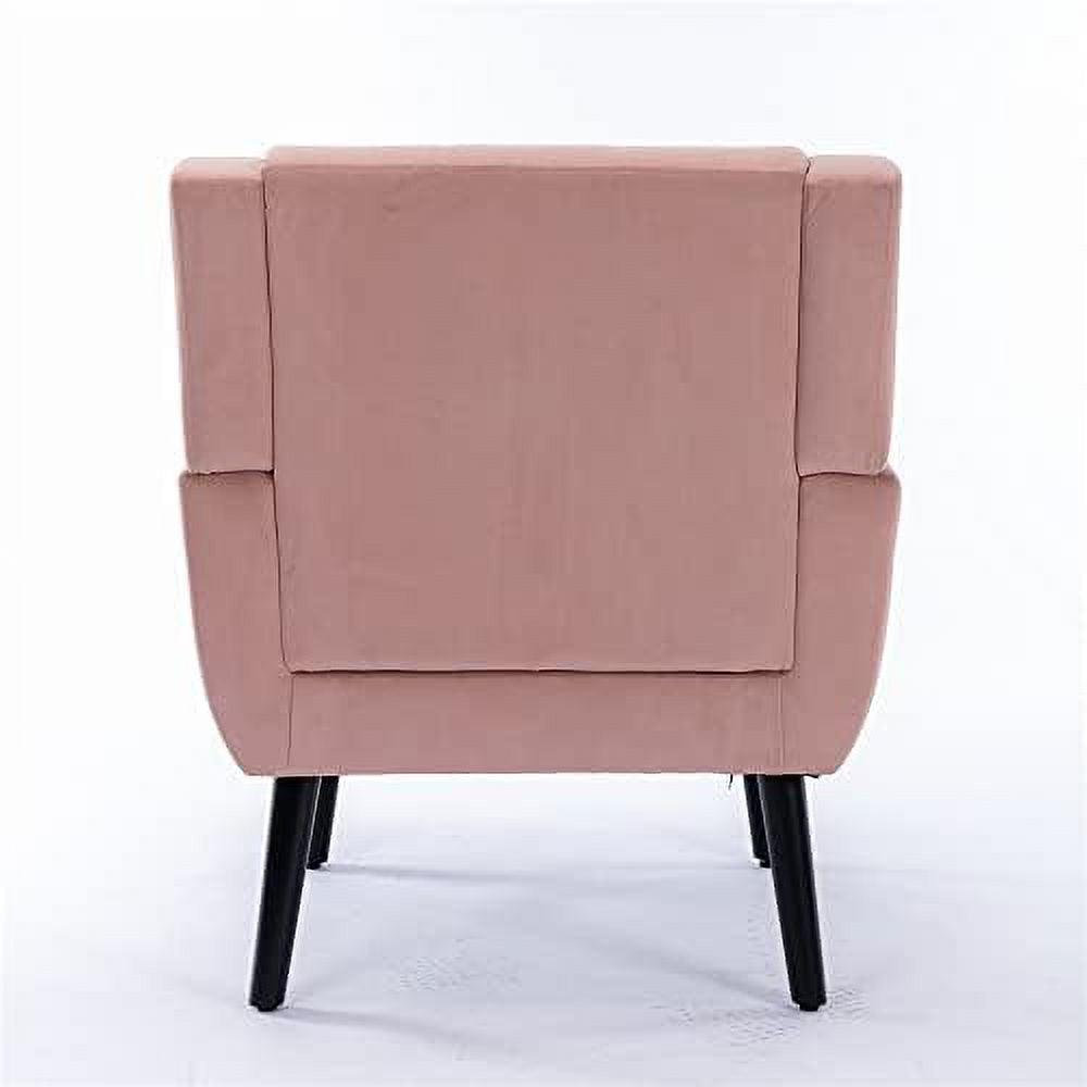 Velvet Tufted Wingback Armchair with Solid Wood Legs N34031