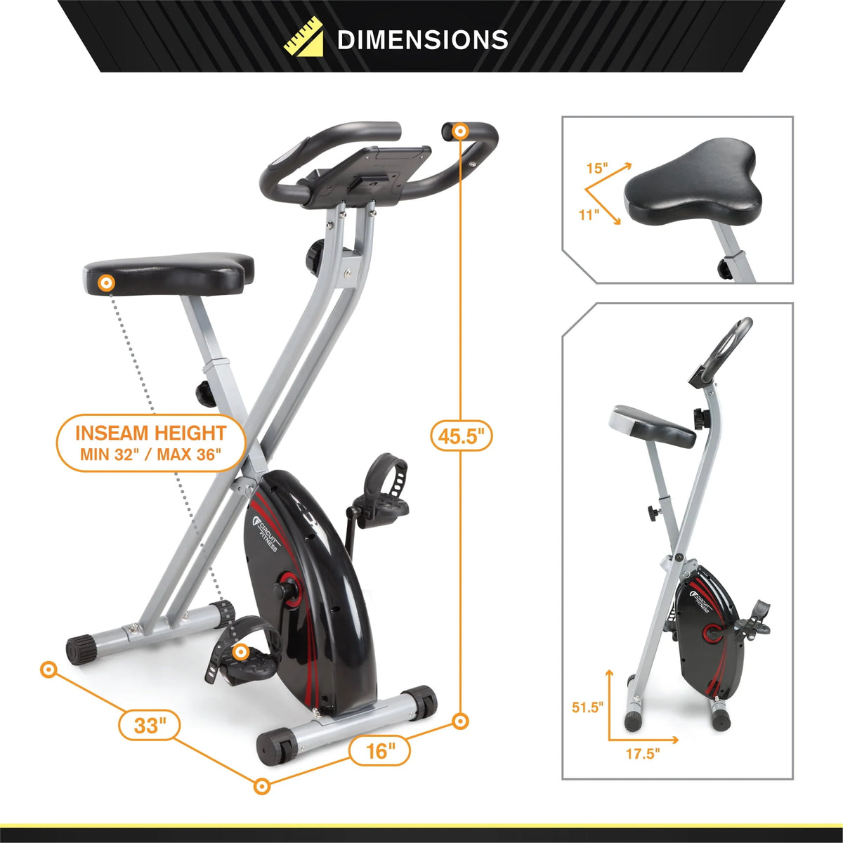 Folding Upright Exercise Bike with Adjustable Resistance A9122