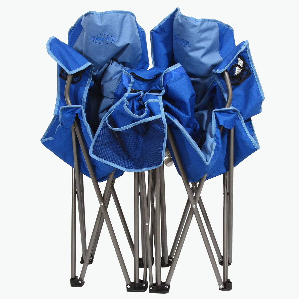 Blue Double Folding Lawn Chair with Cooler P7922