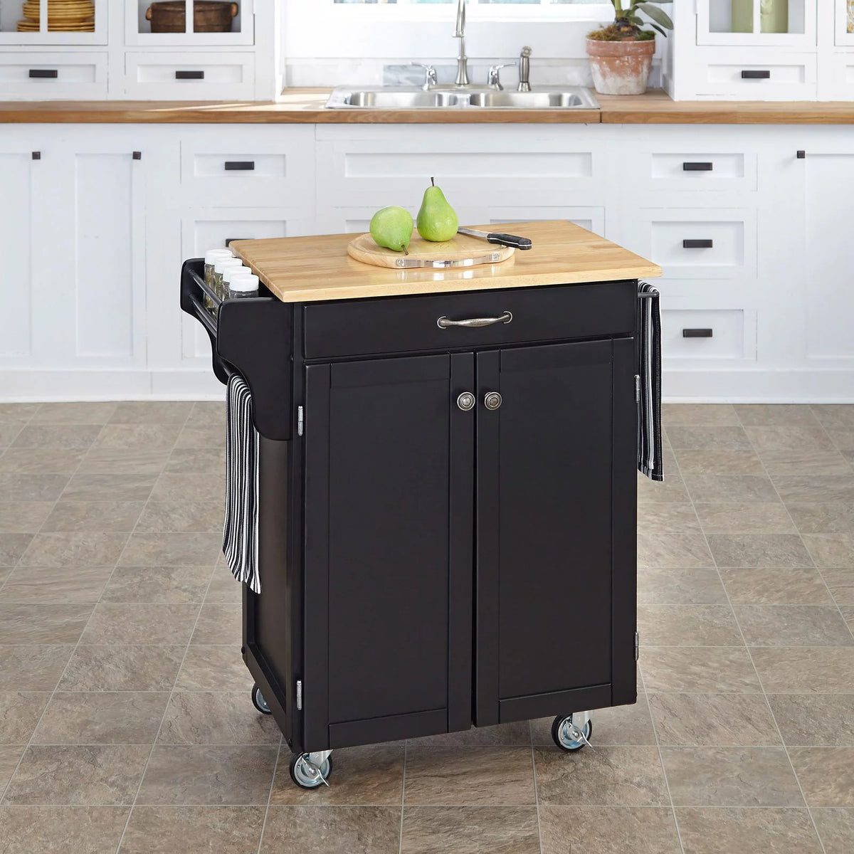Off White Wood Kitchen Cart I978123