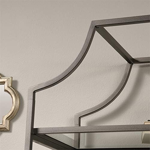 2 Piece 5 Shelf Metal Bookcase Set in Bronze B948076