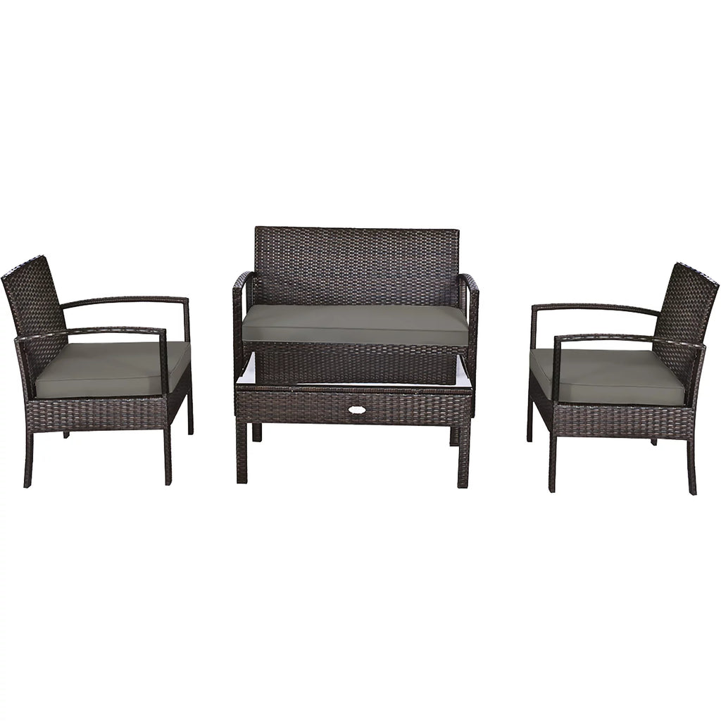 4 Pc Outdoor Patio Rattan Furniture Set A84472