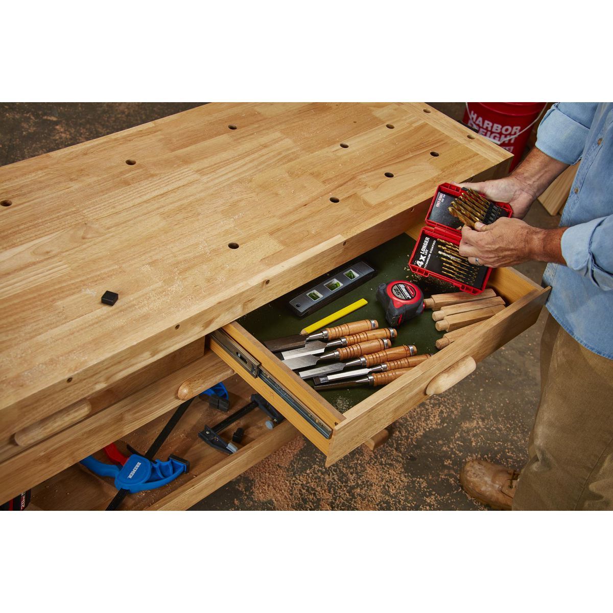 60 in. 3-Drawer Hardwood Workbench J404699