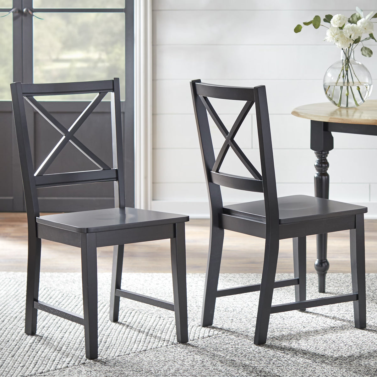 Black Cross-Back Chair, Set of 2 M314