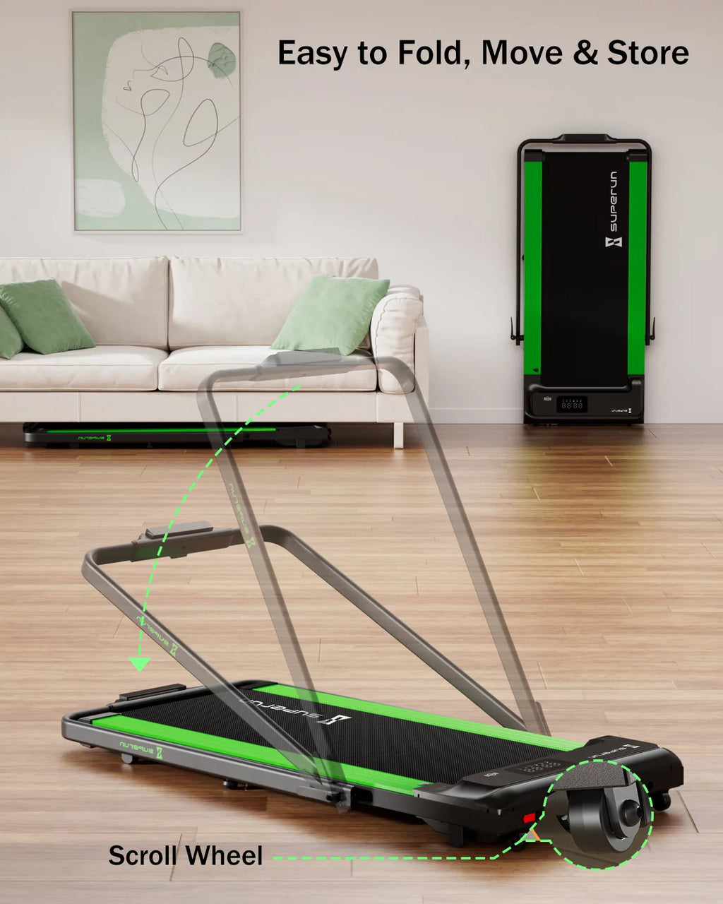 2 in 1 Folding Treadmill 3 HP 300lbs Capacity X6827